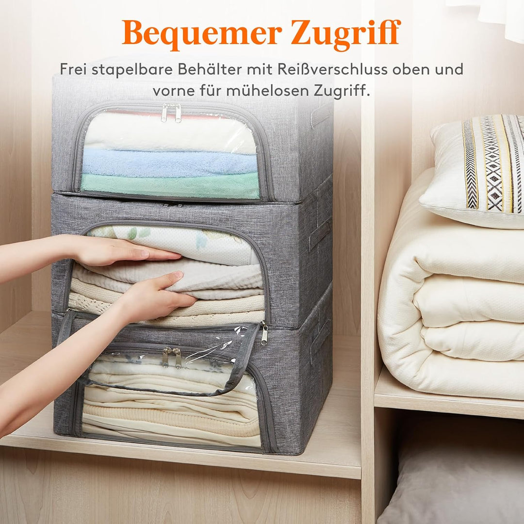 Lifewit 25L Aufbewahrungsbox mit Deckel, Kleidung Aufbewahrung, Faltbare Kleideraufbewahrung mit Met