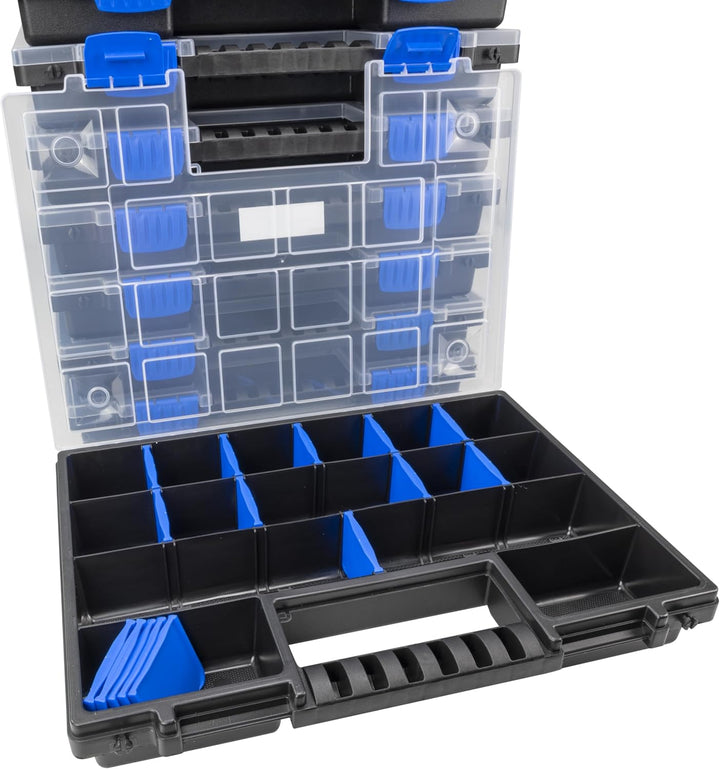 HASKYY Sortimentskoffer Sortimentskiste Sortimentsbox 10x Organizer XL - unterteilt und stapelbar -
