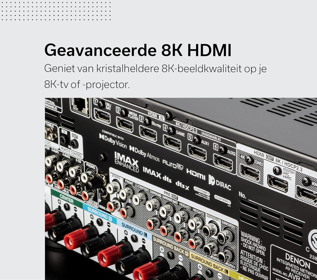 Denon AVC-X3800H 9.4-Kanal AV-Receiver, Verstärker mit Auro-3D, Dolby Atmos, DTS:X, 6 "8K-Eingänge u