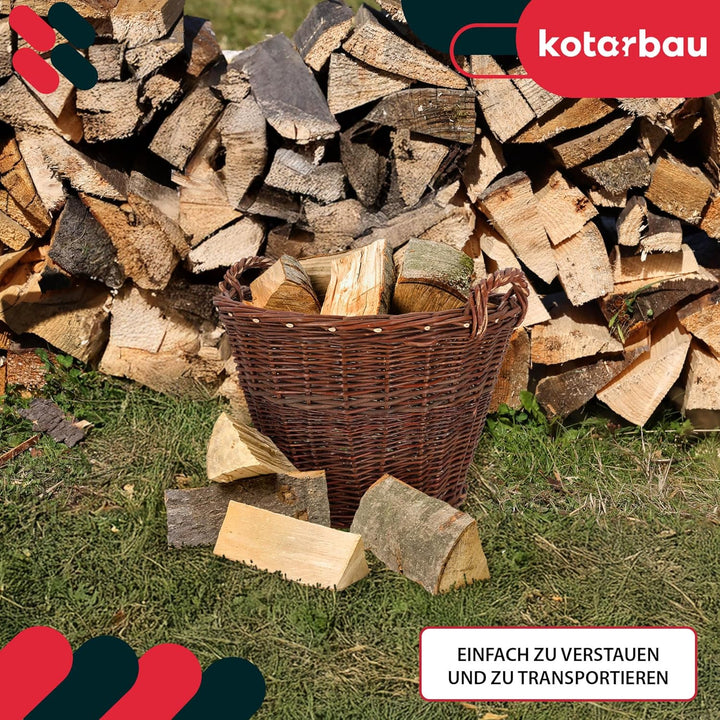 KOTARBAU® Weidenkorb mit Griffen - ø 50 cm - Blumen Korb - Aufbewahrung von Spielzeug - Holzkorb für