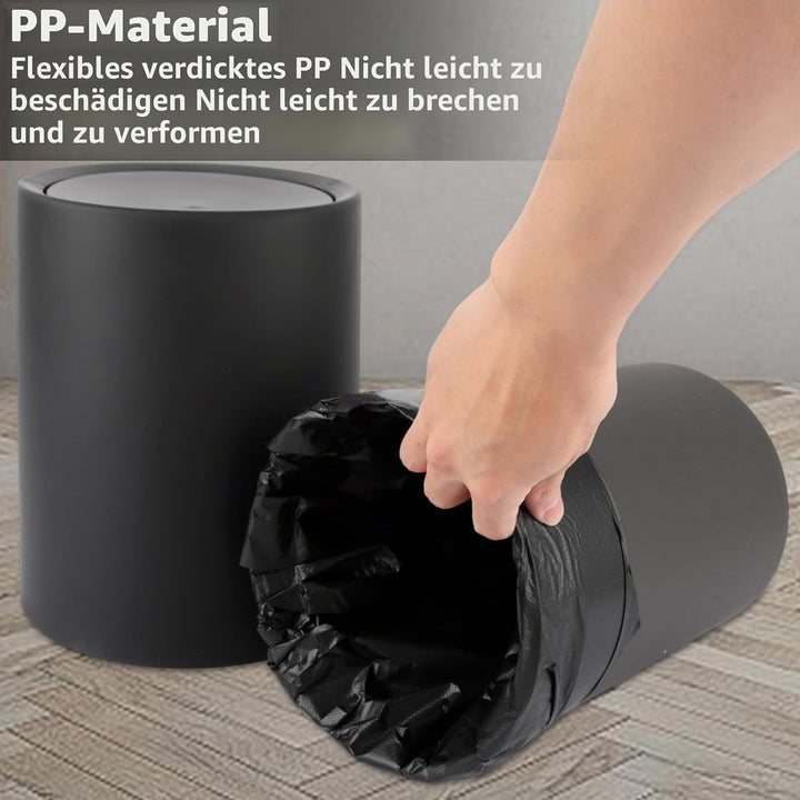 Mülleimer Bad Schwarz 8L, Badezimmer Kosmetikeimer BPA-frei, Kunststoff Abfallbehälter Mit Schwingde