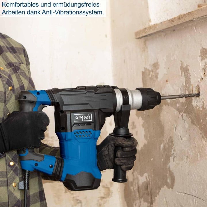Scheppach SDS-Plus 4in1 Bohrhammer DH1500 Plus | 1500W / 7Joule Abbruchhammer | 6 Geschwindigkeiten