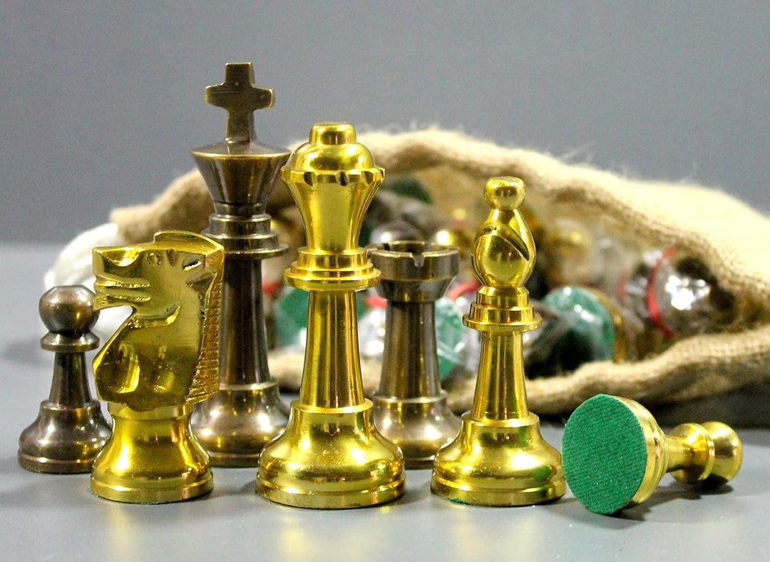 StonKraft Messing Schachfiguren Schachmünzen Bauern Schachfiguren (3 "Staunton)