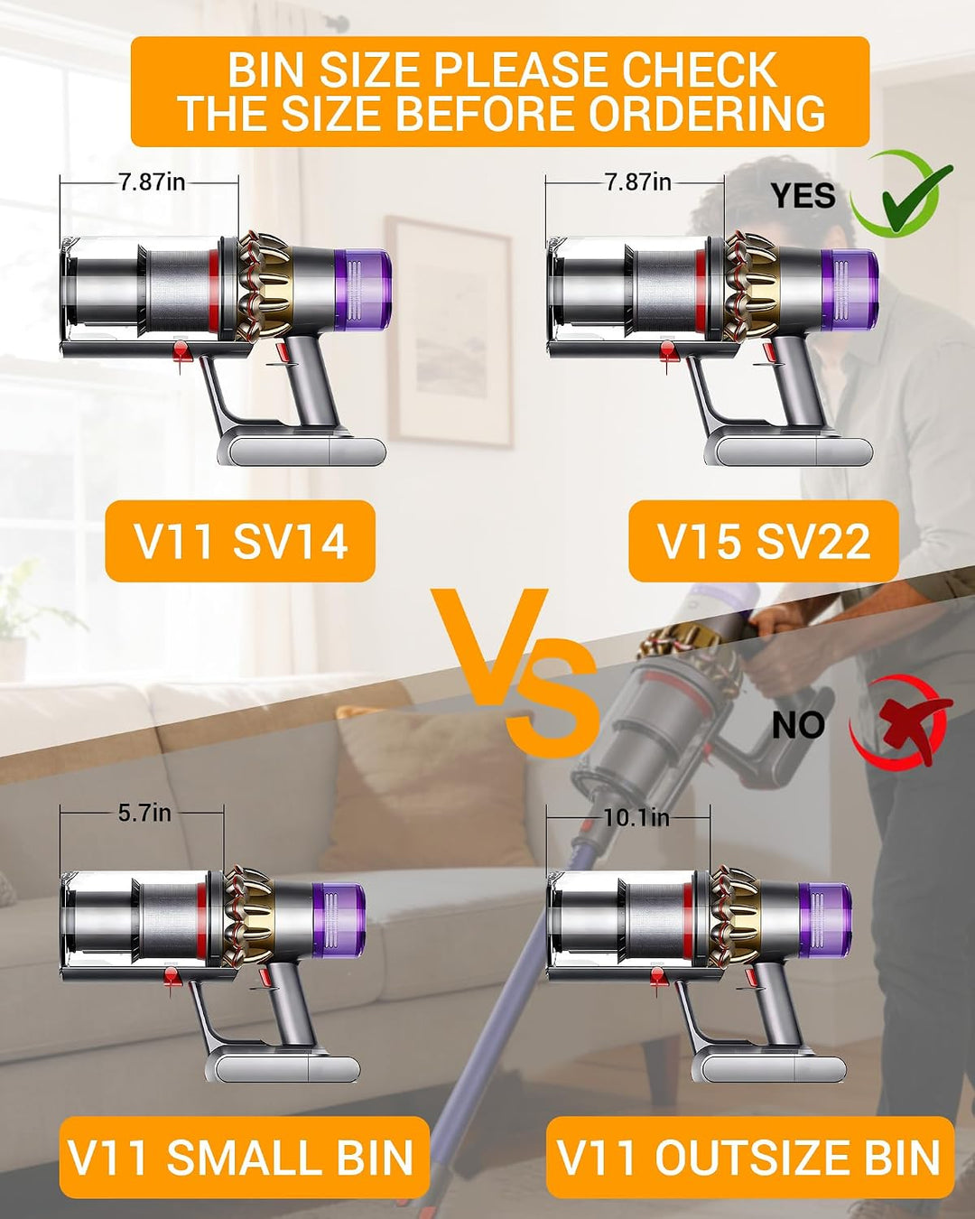 Ersatz Staubbehälter für Dy-son V11 V15 SV14 SV15 SV17 SV22 SV28 – Auffangbehälter, Mülleimer, Abfal