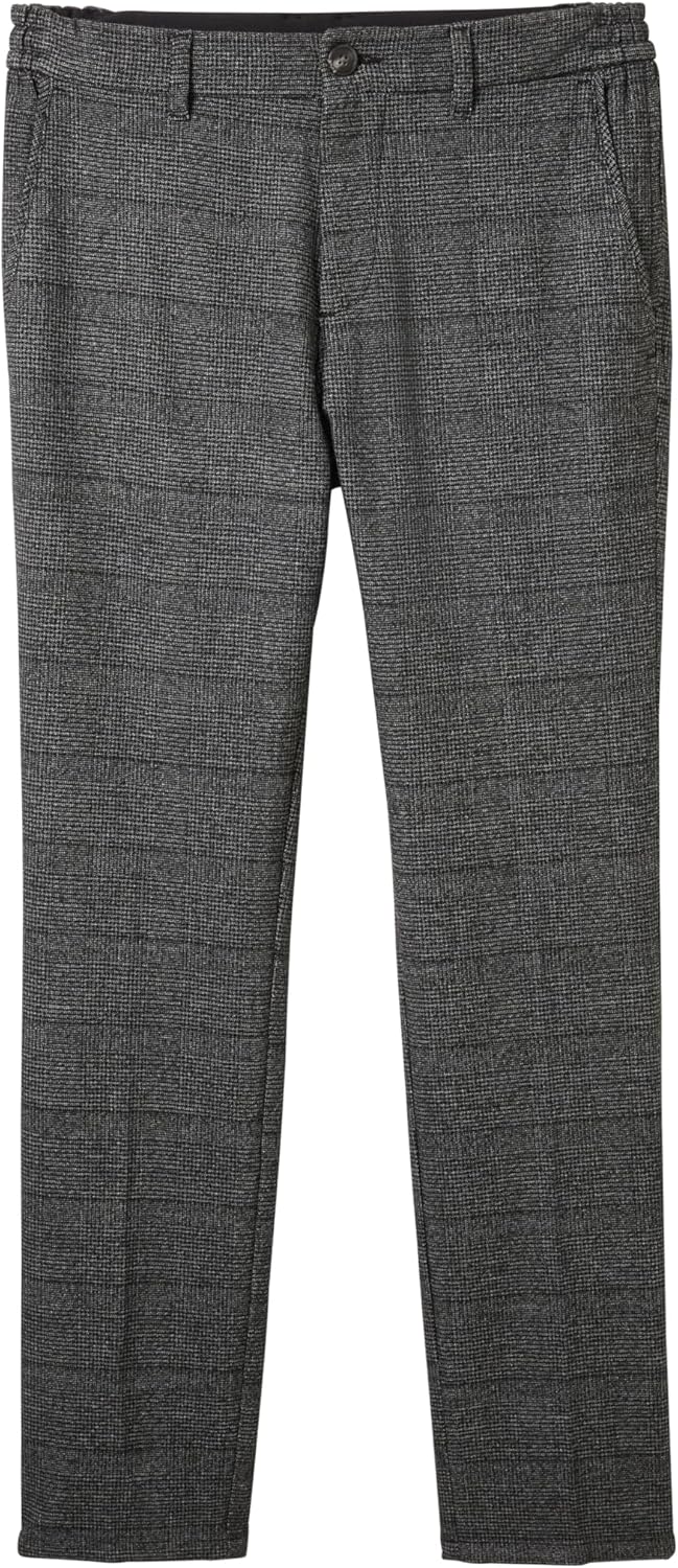 TOM TAILOR Herren Regular Fit Chino Hose mit Bügelfalte 30W / 32L 34046 - Grey Black Grindle Check,