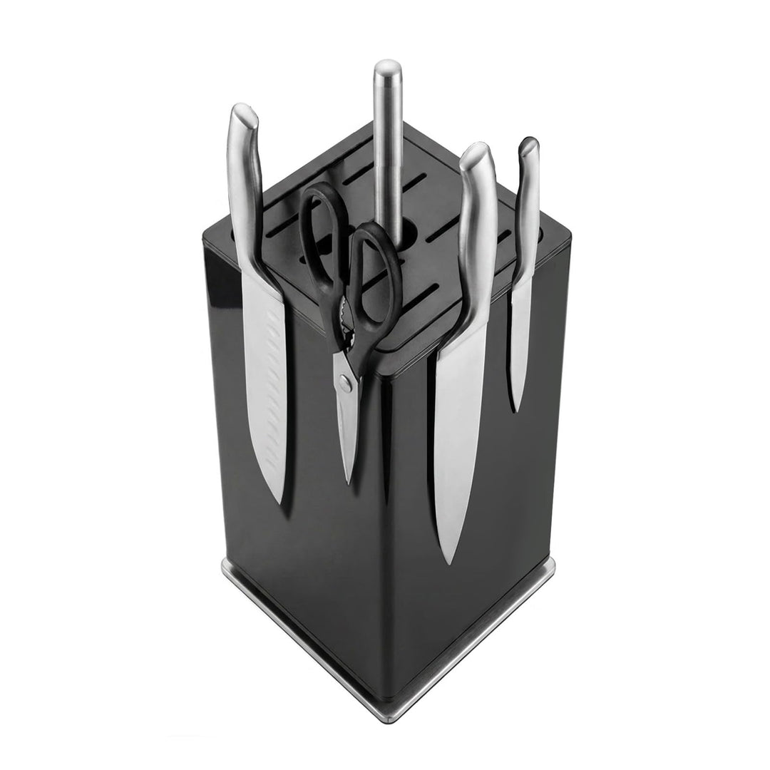 Magnetischer Messerblock aus Schwarz, 360° Drehbar, Universeller Messerhalter mit Vierseitigen Ultra