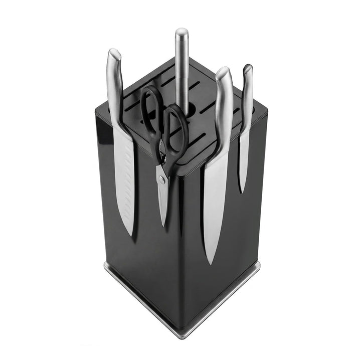 Magnetischer Messerblock aus Schwarz, 360° Drehbar, Universeller Messerhalter mit Vierseitigen Ultra