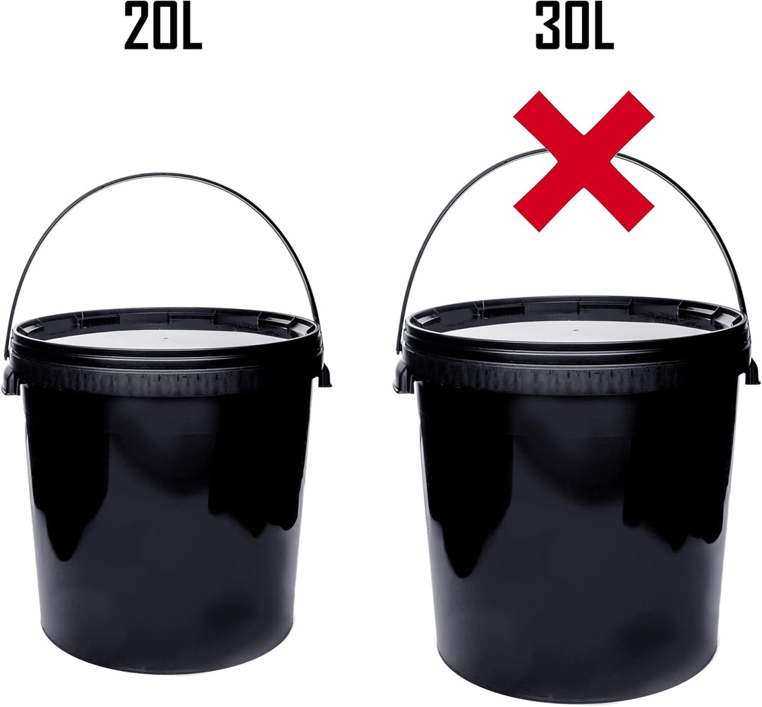 BenBow - Eimer mit Deckel schwarz 4X 20 Liter - lebensmittelecht stabil luftdicht auslaufsicher geru