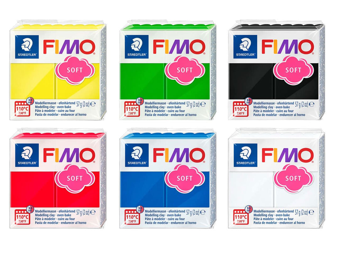 Fimo Oven Bake Clay . Starter set 6 x 56g Blocks in assorted Colours. by Fimo 1 farblich sortiert, 1