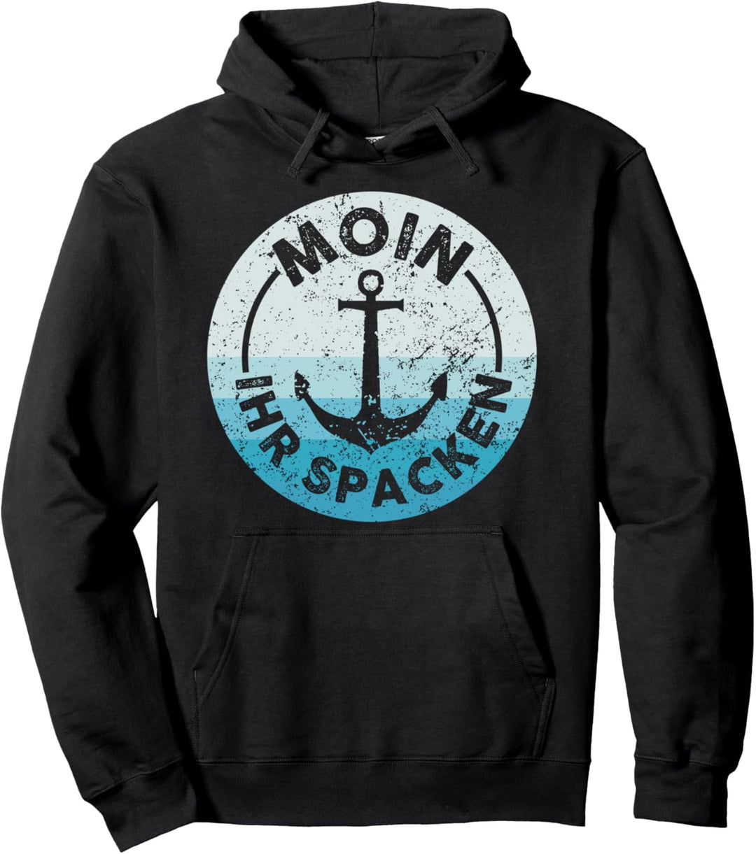 Moin ihr Spacken Lustiges Retro Vintage Anker Norddeutsches Pullover Hoodie