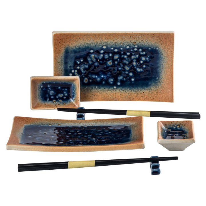 UNICASA Japanisches Geschirr 8er Set, Sushi Geschirr Set Mit Sushi Teller, Dipschalen,Essstäbchen un