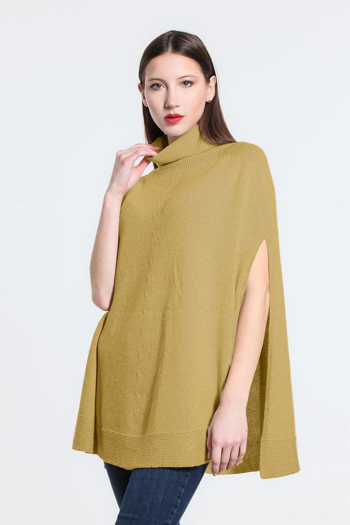 Damen Strickponcho Flechtmuster Rundhals Weich Herbst (Code 5348) Einheitsgrösse 8840 Camel, Einheit