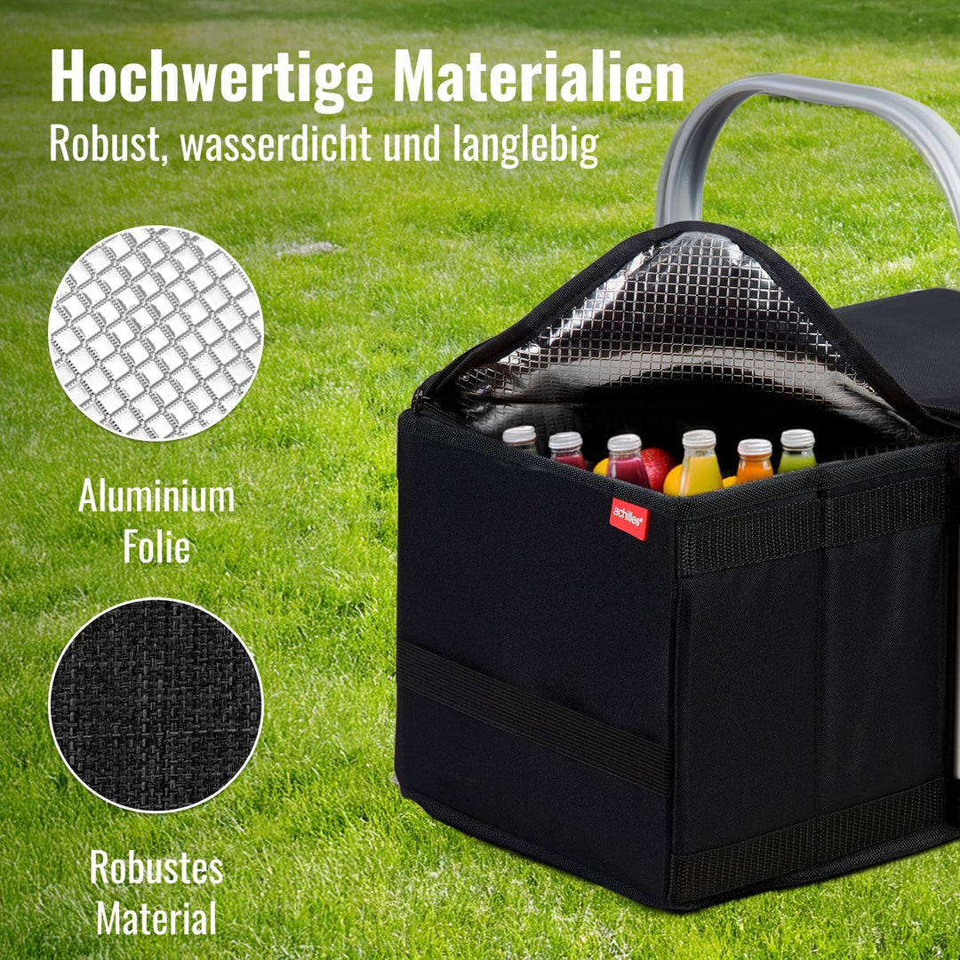 achilles Handle-Box cool, Einkaufskorb mit Kühleinsatz, Faltkorb mit Aluminium Griff, Kühlkorb, 40 c
