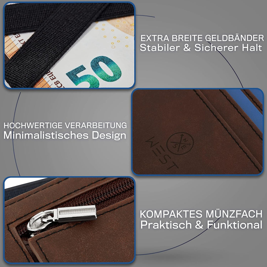 WEST® - Magic Wallet mit Münzfach + Geschenkverpackung - magische Geldbörse kompakt & klein - Trick