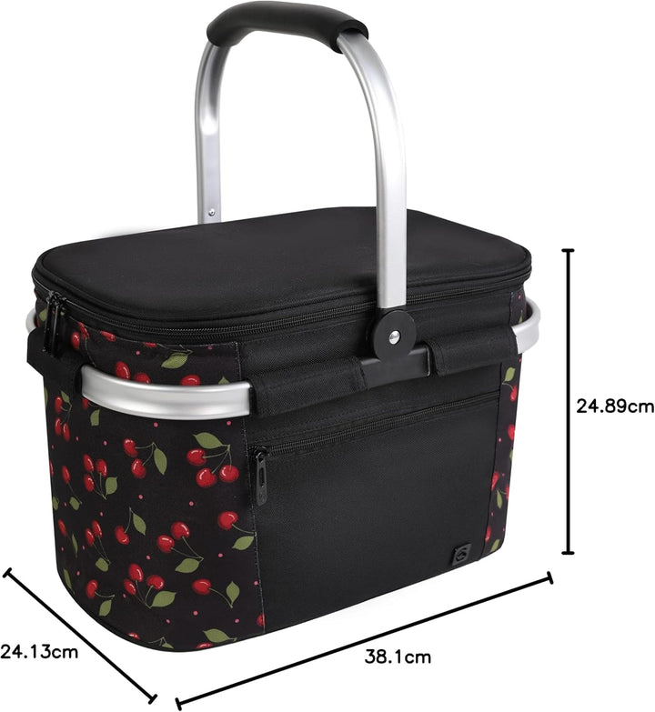 ALLCAMP 22L Einkaufskörbe Gross Isolierkorb Kühlkorb Kühltasche Picknickkorb Thermotasche Kühltasche