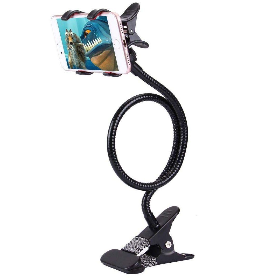 Flexible Metal Long Arm Lazy Bracket Holder with Phone Clamp & Desk Clip. Multi-Function: Desktop, B