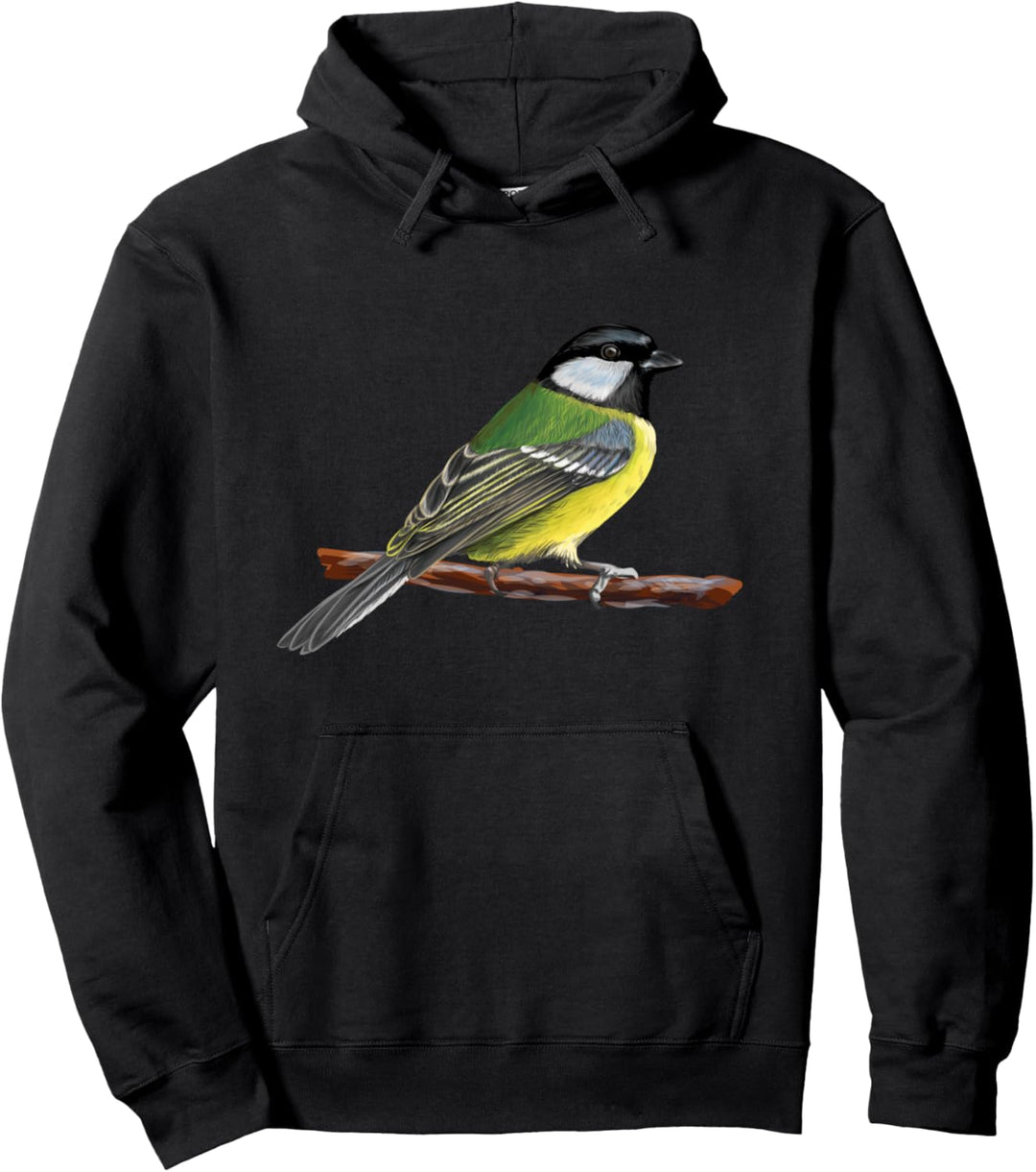 Niedliche Meise Vogelhand gezeichnete Skizze künstlerisch Pullover Hoodie