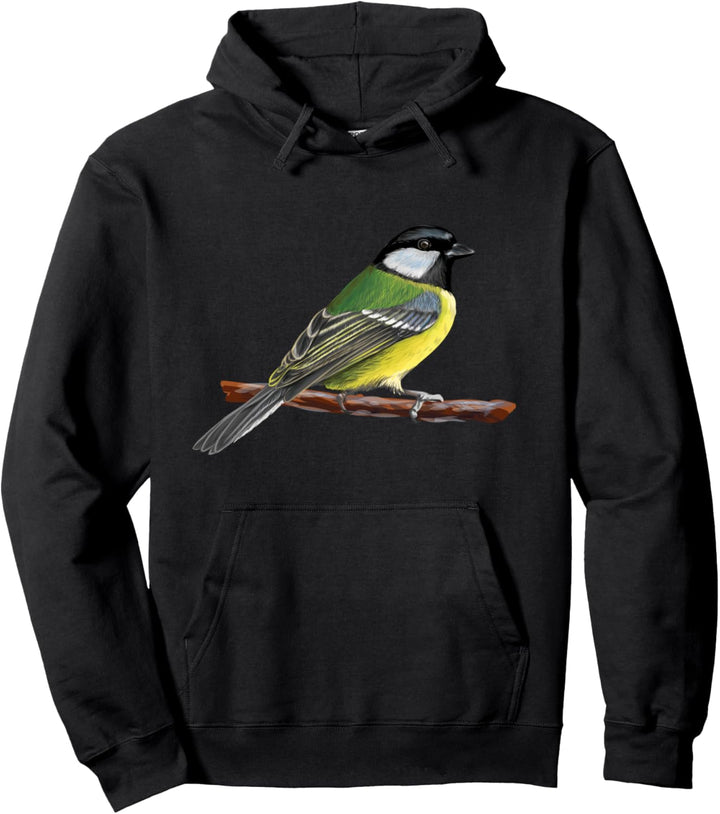 Niedliche Meise Vogelhand gezeichnete Skizze künstlerisch Pullover Hoodie