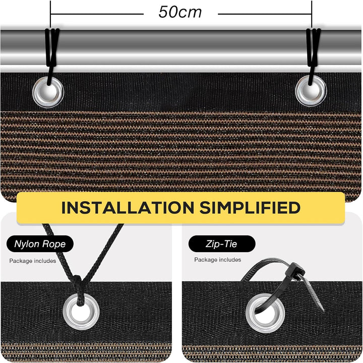 Sonnensegel mit ösen Rechteckig 2x4m, wasserdurchlässig & winddurchlässig, HDPE Gewebe, Sonnenschutz