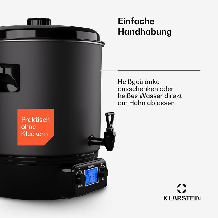 Klarstein Einkochautomat mit Hahn, 27L Digital-Einkochautomat, 2000W Edelstahl-Einkochtopf, Einkocha