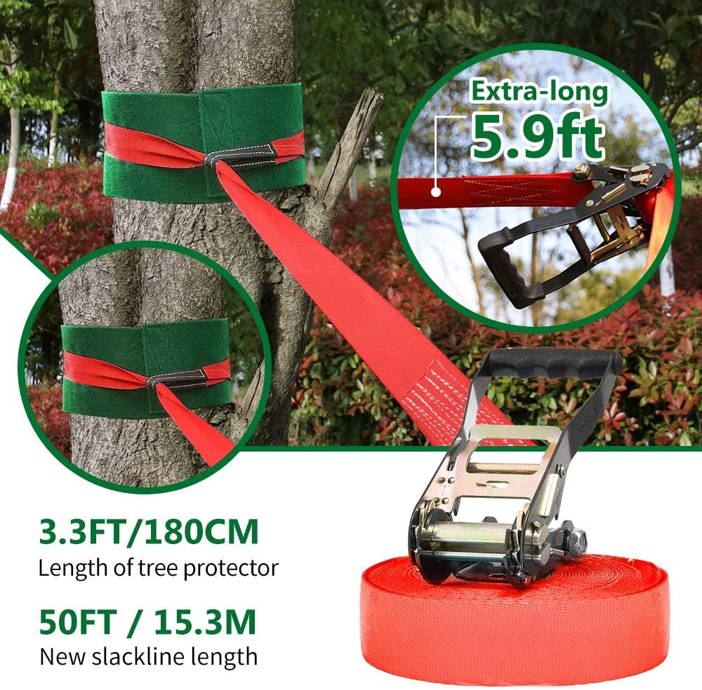 Ninja Warrior Hindernisparcours für Kinder - 15m×2 Ninja Slackline und 10 langlebige Hindernisse - O