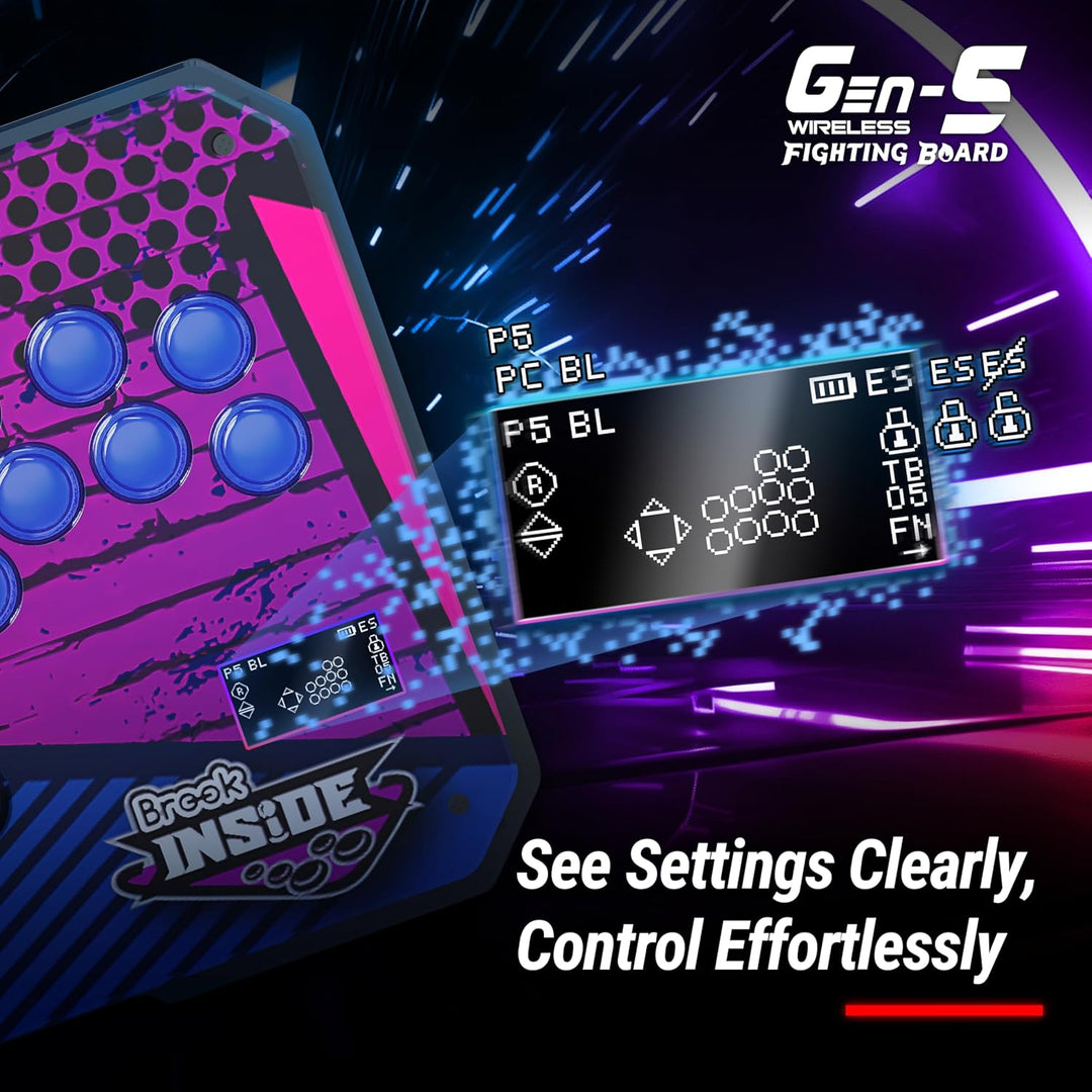 Brook Gaming Gen5W Fighting Board – Kabellose kompatible Controller-Platine für P5, PC & Steam Deck