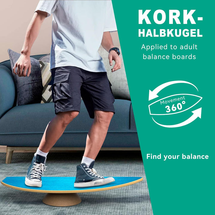 Balance Board Halbkugel aus massivem Kork | Ø 15 cm | Höhe 7 cm | Passend für Balance Boards Natur,