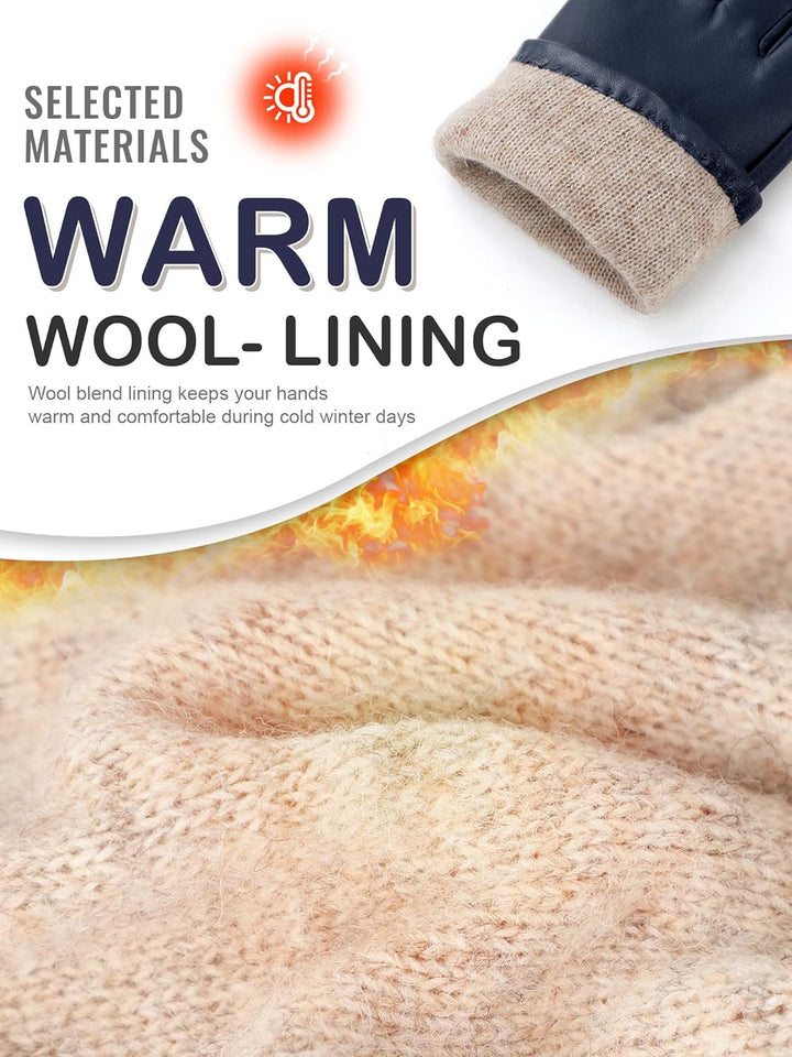 GSG SINCE 1998 Lederhandschuhe Damen aus chromfreiem Lammfell, Gefüttert mit Wolle/Kunstfell, Thermo