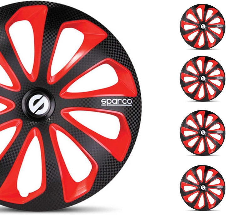 Satz Sparco Radzierblenden Sicilia 14-Zoll Schwarz/Rot/Karbon