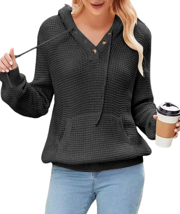TrendiMax Hoodie Damen Strickpullover Kapuzenpullover Herbst Übergangs Sweatshirt Langarm Pullover D