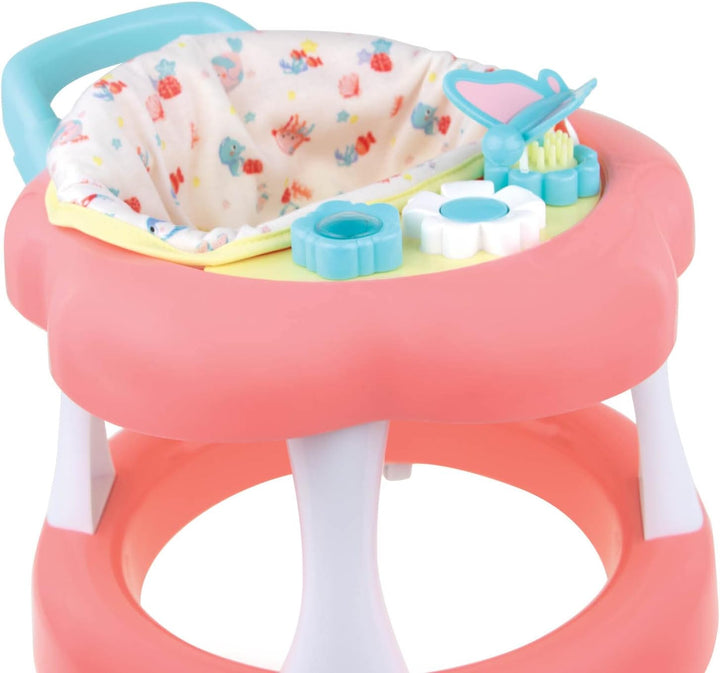 JC Toys - Rollator für Puppen bis 43 cm, mit Rädern, + 6 Zubehörteile, Rosa, ab 2 Jahren
