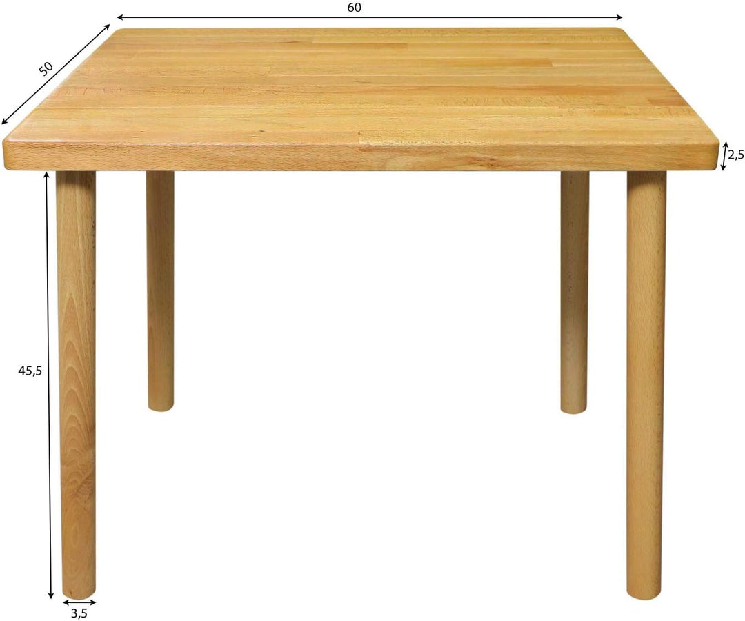 Betten-ABC Bubema Kindertisch Kinderzimmer-Tisch aus massiver Kernbuche Natur geölt, extra stabil Ti