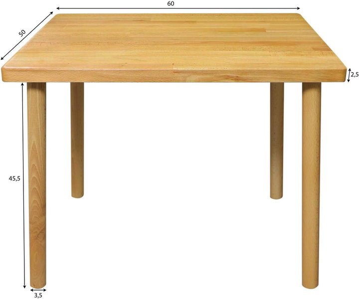 Betten-ABC Bubema Kindertisch Kinderzimmer-Tisch aus massiver Kernbuche Natur geölt, extra stabil Ti