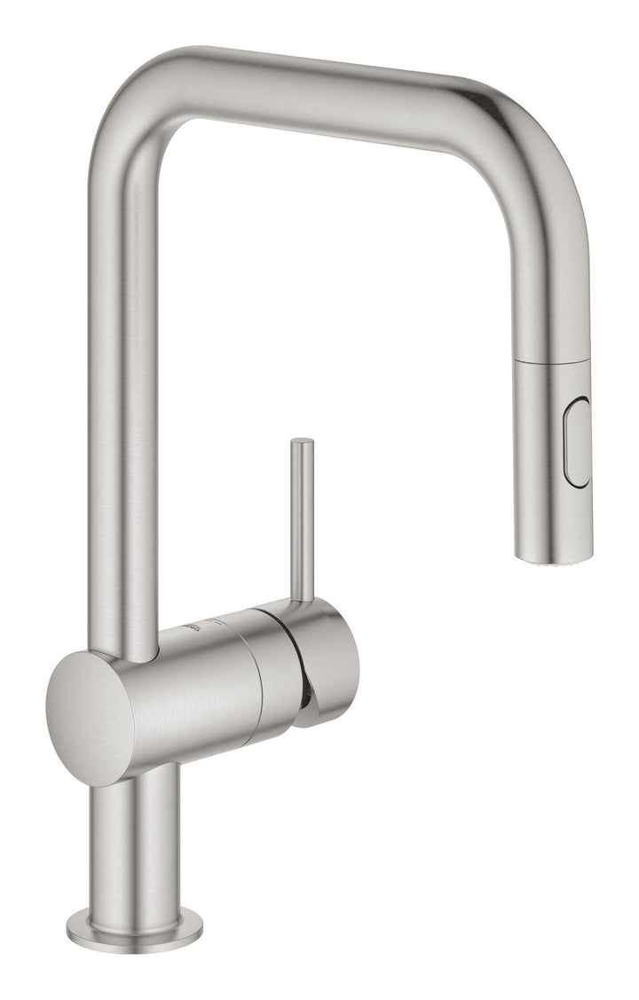 GROHE Minta - Einhand-Spültischarmatur (U-Auslauf, Einlochmontage, herausziehbare Dual Spülbrause, f