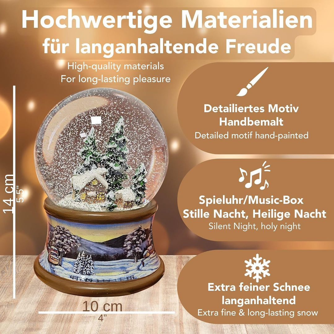 Schneekugel Schneemann Romantischer Winterspaziergang Spieluhr Winter Wonderland 10cm Durchmesser 20