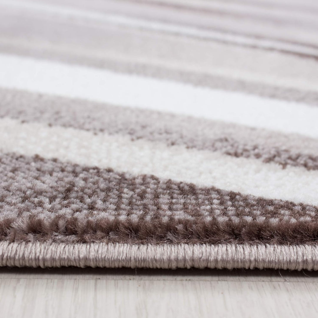 HomebyHome Teppich Wohnzimmer 80x150 cm Läufer Flur Braun Kurzflor Abstrakt Design - Teppich Schlafz