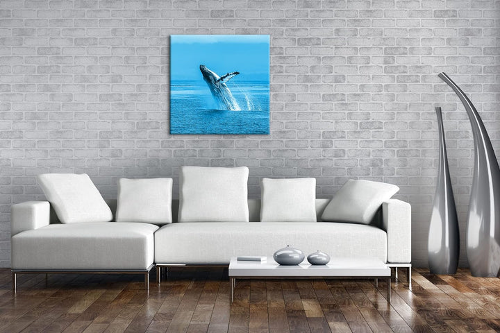 deyoli atemberaubender Buckelwal im Meer Format: 40x40 Effekt: Monocrome Blau als Leinwandbild, Moti