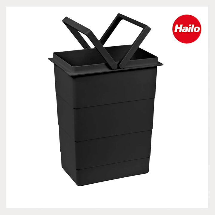 Hailo Inneneimer | Modell 1225959 | Schwarz | 8 Liter Fassungsvermögen | Masse: 226 x 156 x 295 mm |