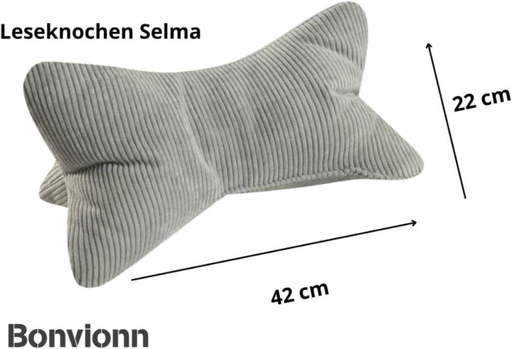 Leseknochen Selma Cord Look ergonomische Form für Nacken- oder Lendenstütze Flexible Stütze für Büch