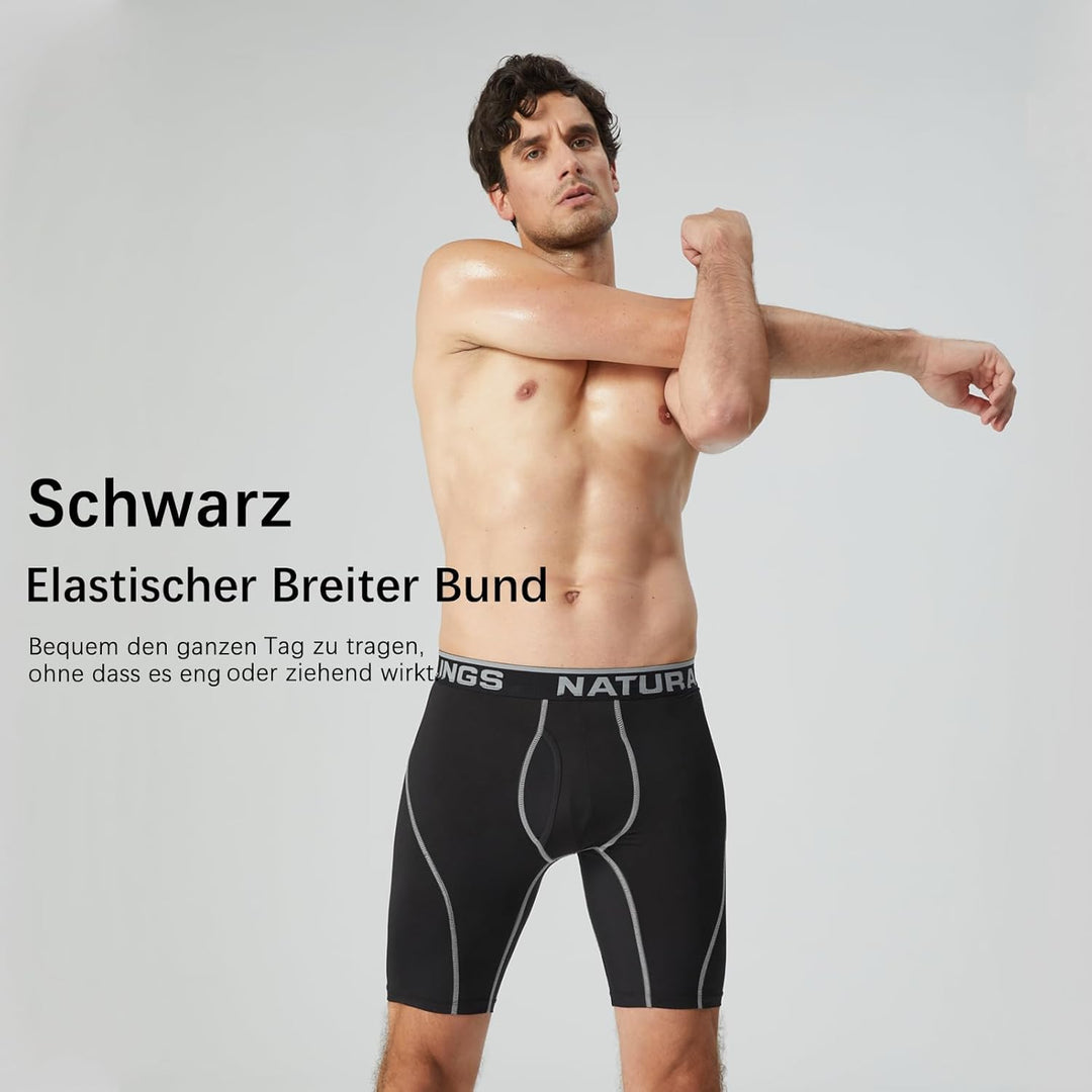 Natural Feelings 9in Boxershorts Herren Sport Unterhosen Manner Lang mit Eingriff Unterwäsche Herren