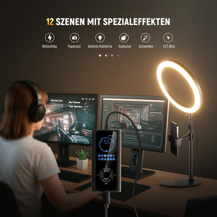 NEEWER 12" 24W Hochleistungs Desktop Ringlicht mit Stativ/Handyhalterung, LED Konferenz Selfie Licht
