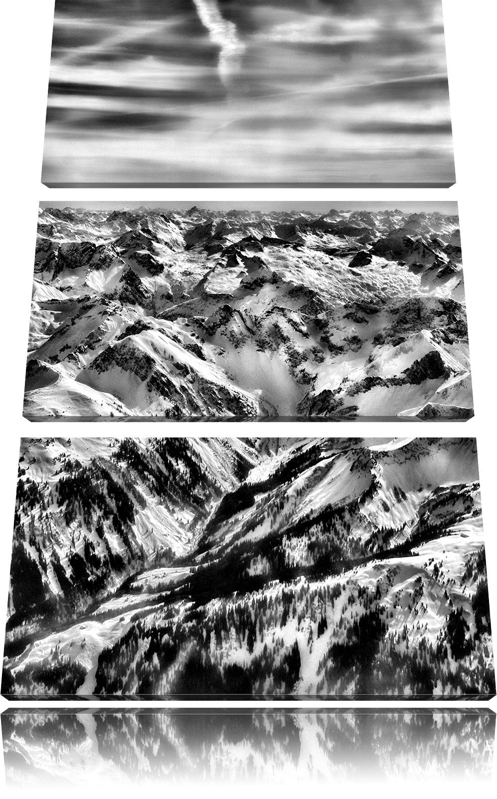 Pixxprint Monocrome, Alpen 3-Teiler Leinwandbild 120x80 Bild auf Leinwand