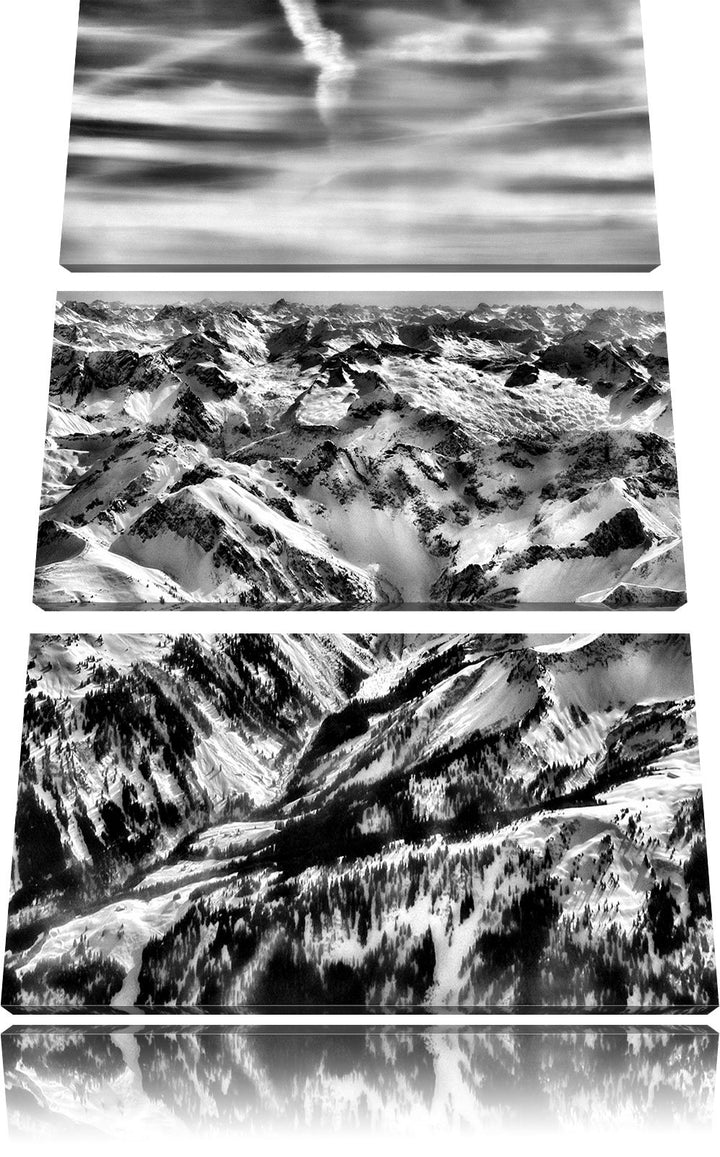 Pixxprint Monocrome, Alpen 3-Teiler Leinwandbild 120x80 Bild auf Leinwand