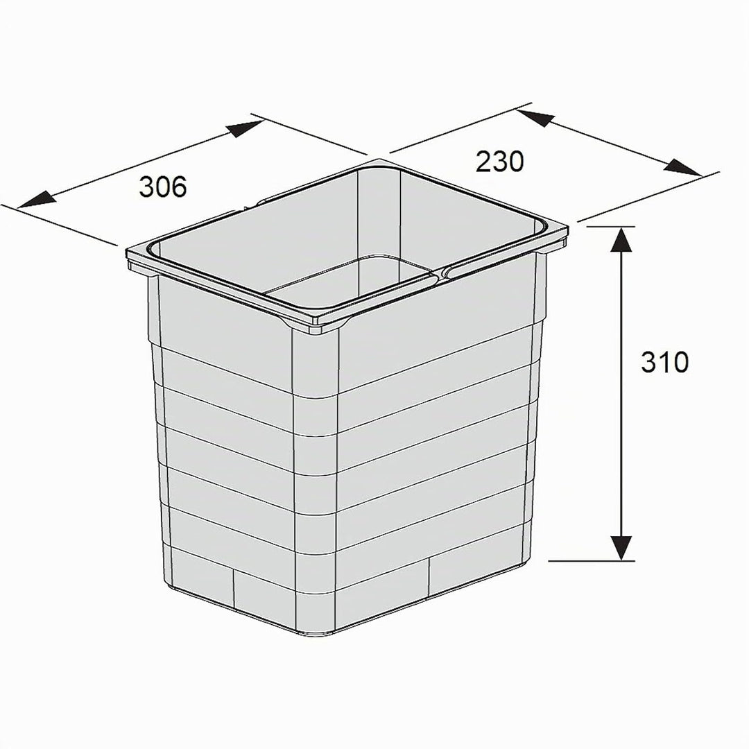 Ninka Abfalltrennsystem eins2vier KB 450 mm, Seitenstärke 16 mm Höhe 310 mm | 2x 17L, 1x 45er Bodenp