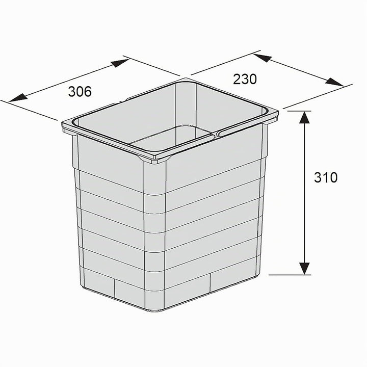 Ninka Abfalltrennsystem eins2vier KB 450 mm, Seitenstärke 16 mm Höhe 310 mm | 2x 17L, 1x 45er Bodenp