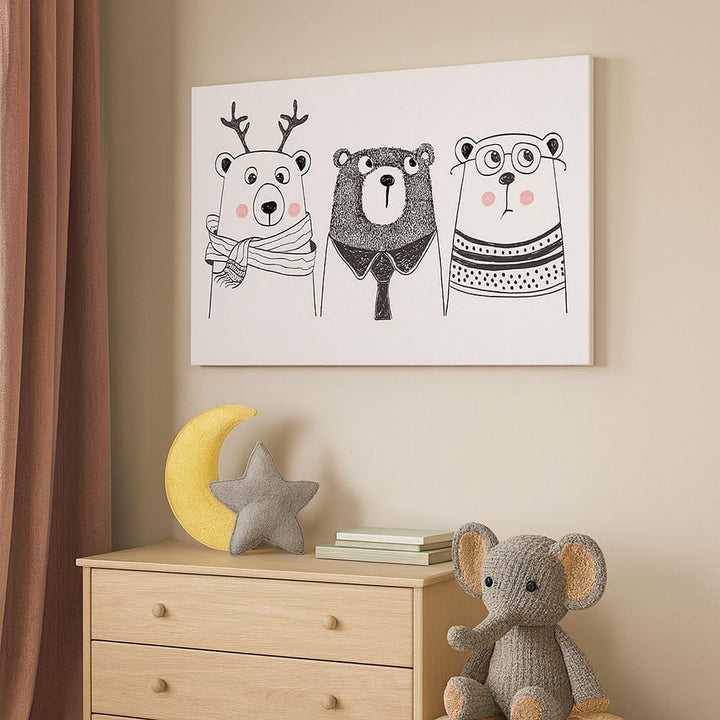 Bilder auf Leinwand Spass süss Teddybär Leinwandbild mit Rahmen 70x50cm Wandbilder Dekoration Wohnzi
