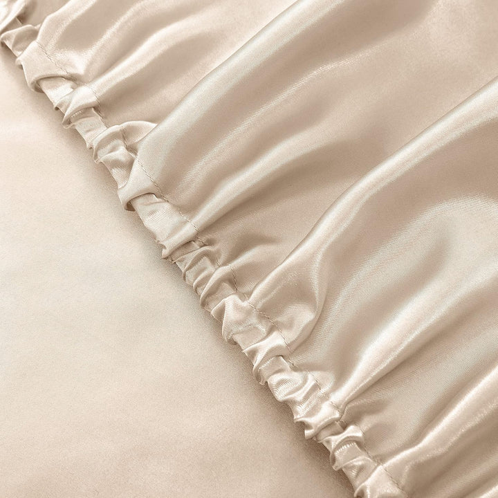 Vonty Bettwäsche-Set aus Satin, weich, seidig, 1 Spannbettlaken mit tiefer Spitze, 1 Bettlaken und 2