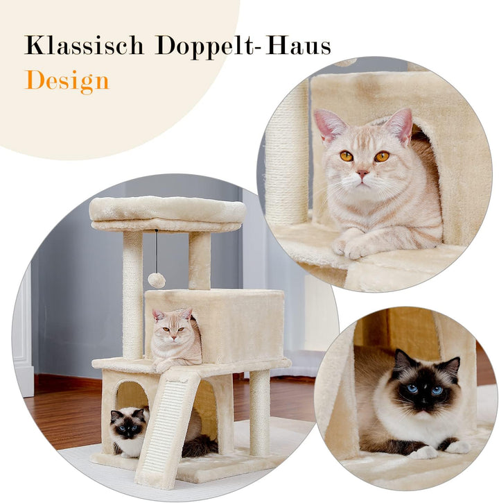 PETEPELA Katzenbaum Kratzbaum Kratzbäume Katzenmöbel mit Sisal-Seil Plüsch Liege höhlen Spielhaus Sp