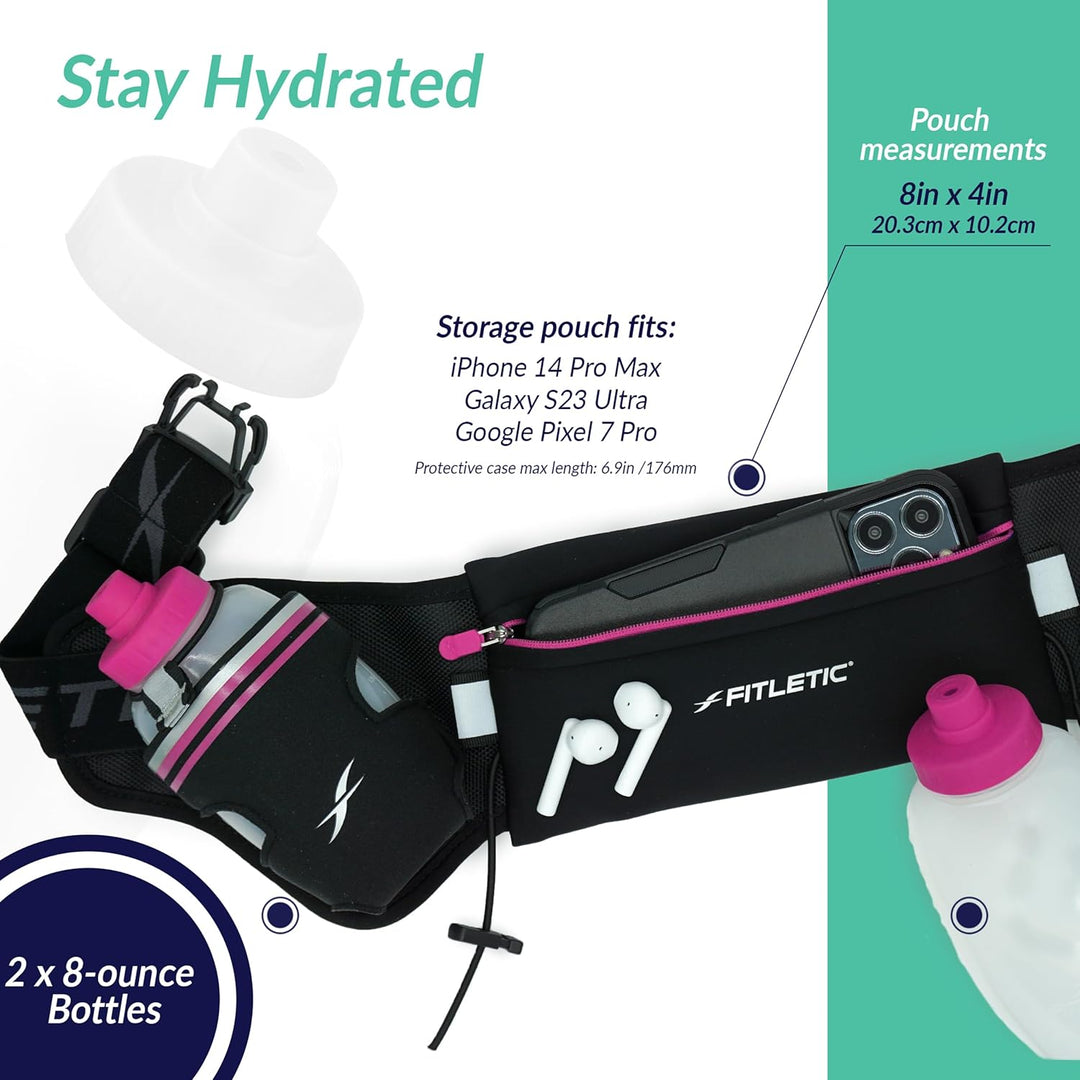 iFitness Hydration Gürtel schwarz schwarz 500 ml Taille L/XL S/M (24"-34") Schwarz / Pink, S/M (24"-
