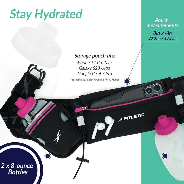 iFitness Hydration Gürtel schwarz schwarz 500 ml Taille L/XL S/M (24"-34") Schwarz / Pink, S/M (24"-